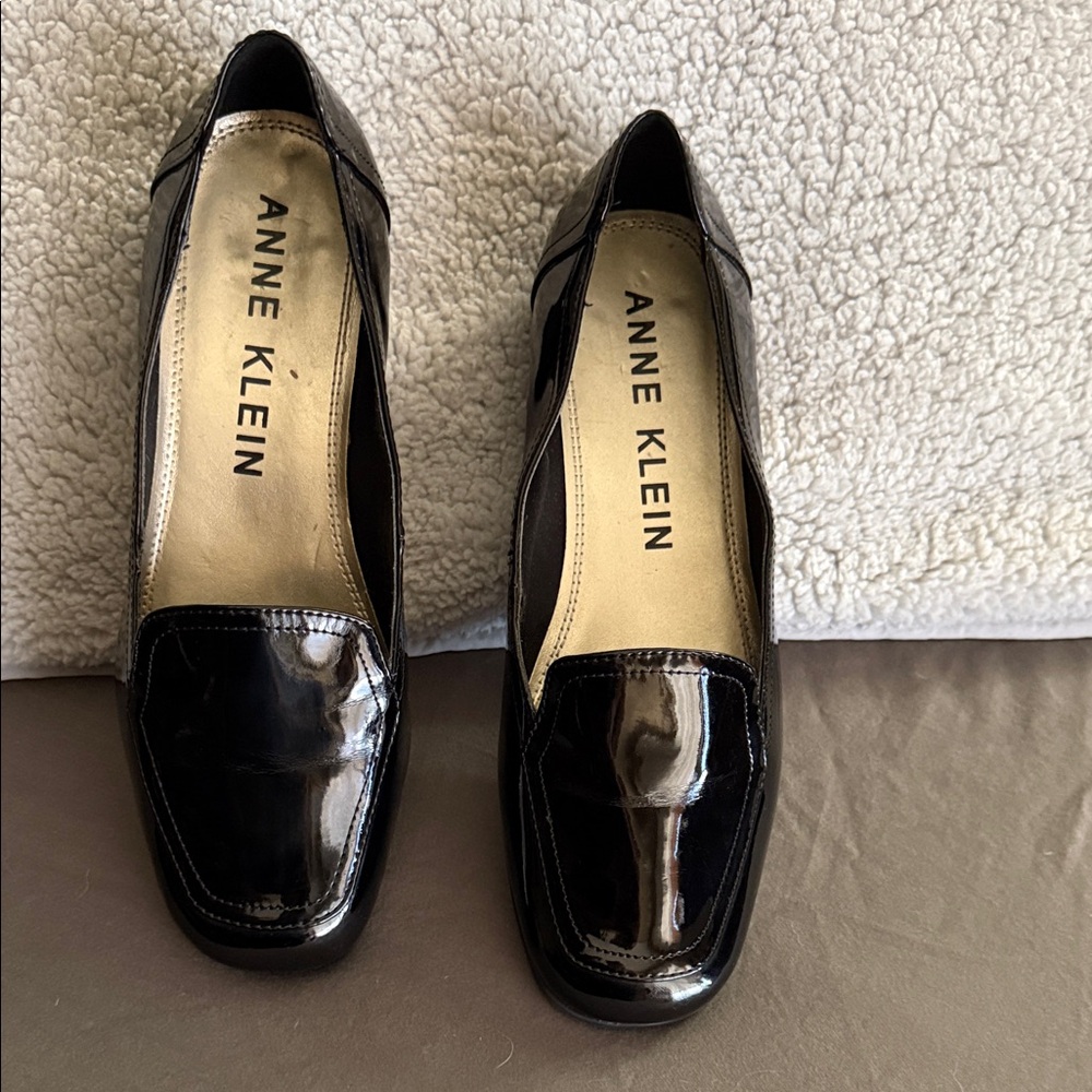 Anne Klein Black Patent Leather Loafers